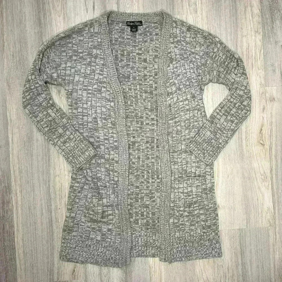 Evelyn Taylor Sweaters - Evelyn Taylor Gray Knit Open Front Long Sleeve Cardigan Sweater Acrylic Size XL